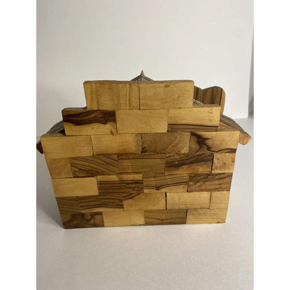 Wood Nativity Set Manger Hand Carved Olive Wood GROWN HILLS OF BETHLEHEM Holiday